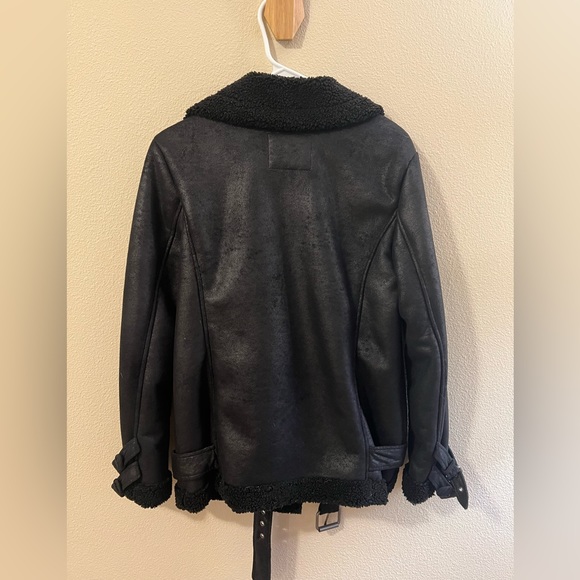 American Eagle Fleece Lined Faux Suede Moto Jacket - Picture 2 of 5